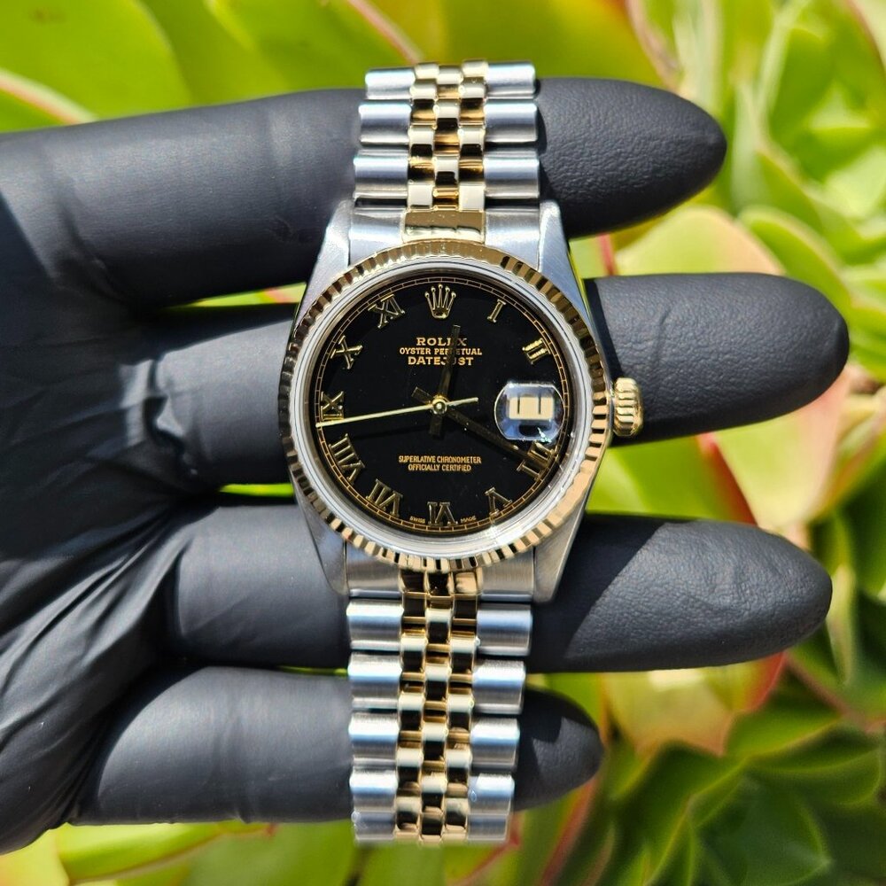 Rolex Datejust 36mm Black Roman 16233 Jubilee two-tone